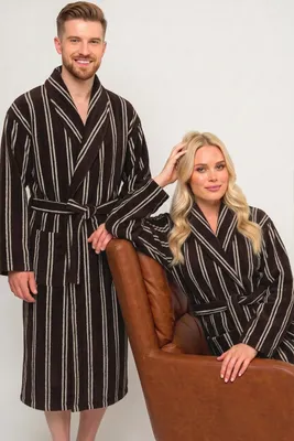 Produktbild von Uni-Frottierbademantel LINE, Braun-Beige, XXL, 100 % Baumwolle, KI-generiertes Bild