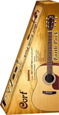 Produktbild von Cort Earth60 Dreadnought Gitarren-Set mit massiver Fichtendecke, inkl. Gigbag & Zubehör