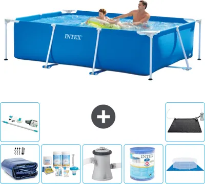 Immagine prodotto di Piscina Intex con struttura rettangolare - 260 x 160 x 65 cm - blu - include tenda da sole - pacchetto manutenzione - pompa filtro per piscina - filtro - telo di fondo - aspirapolvere