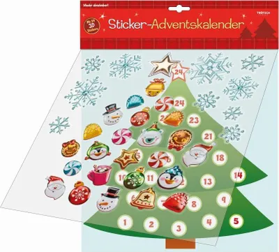 Produktbild von Wiederverwendbarer Sticker-Adventskalender mit Metallic-Effekt für den Weihnachtsbaum