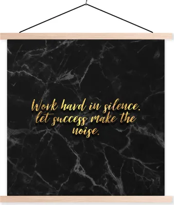 Produktbild von MuchoWow® Textilposter Zitate - Motivation - Gold - Marmor 120x120 cm mit holzfarbenen Rahmen - Textil-Poster