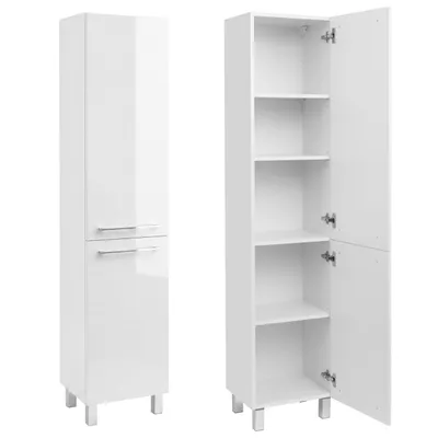 Zdjęcie produktu dla Słupek łazienkowy szafka łazienkowa stojąca do łazienki biały połysk 40 cm