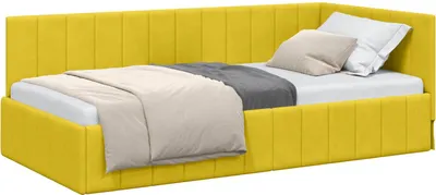 Obrázok produktu pre vidaXL Rohový rám postele s čelom žltý 90 cm x 200 cm zamat