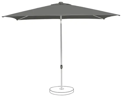 A studio shot of a rectangular patio umbrella.