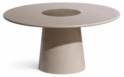 Obrázek produktu pro Béžový kulatý konferenční stolek, moderní stolek do obývacího pokoje, dřevěný stolek, nábytek do obývacího pokoje