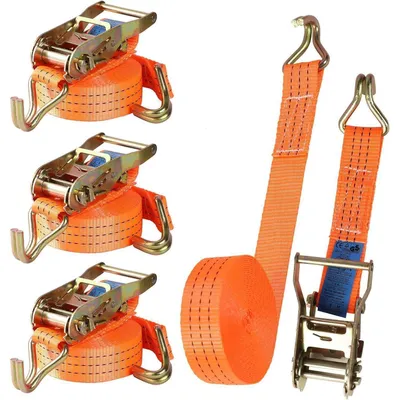 Obrázek produktu pro Sada čtyř fixačních popruhů s ráčnou, délka 6 metrů, šířka 40 mm, nosnost 3000 kg, s háky