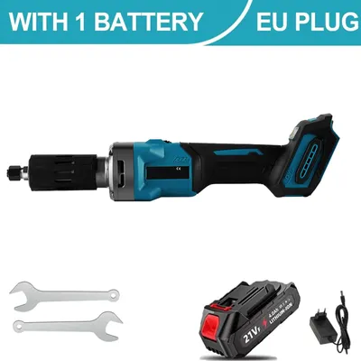 Image de Meuleuse électrique droite - Ponceuse sans fil - 2000 W - Moteur sans balais - 4 vitesses - 0 à 35 000 tr/min - 1 batterie - 21 V