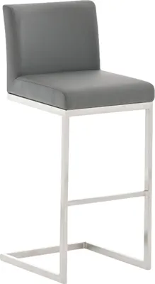 Produktbild von CLP Barhocker Paros mit Kunstlederbezug Edelstahl Fußablage bis 240 kg belastbar grau