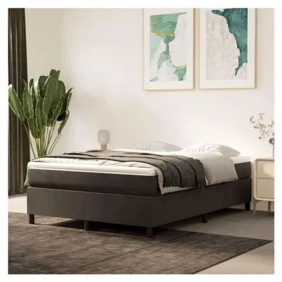 Produktbild von Boxspringbett mit Matratze Bettgestell ohne Kopfteil Einzelbett | Doppelbett Bettrahmen für Schlafzimmer Dunkelgrau 140x200 cm Samt