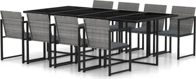 Image de vidaXL Ensemble de jardin 9 pièces Poly rotin noir