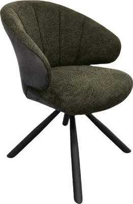 Immagine prodotto di Brezo 1AS, sedia, struttura nera opaca, girevole, rotonda, rivestimento verde