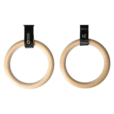 Produktbild von HMS PREMIUM TX08 Holz-Turnringe Gymnastikringe mit Karabiner & Skala 200kg