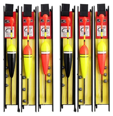 Productafbeelding van Vispozen set drijvend - Zinklood en haken - 6 stuks - Geel en rood