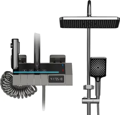 Productafbeelding van Doucheset voor de badkamer, met digitale display, verstelbare hoogte, grijs