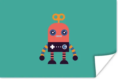 Produktbild von MuchoWow® Poster Roboter - Spielzeug - Gesicht - Rosa - Jungen - Kinder 180x120 cm - Fotoplakat