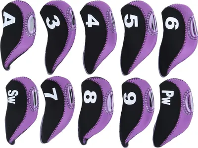 Image de 10pcs néoprène noir violet nombre confortable accessoire universel de couverture de putter de golf doux pendant le voyage en plein air