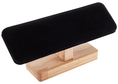 Zdjęcie produktu dla Stojak na zegarki biżuterię - Drewniany T-bar - Czarny aksamit - 19,5 cm - Na biżuterię i bransoletki