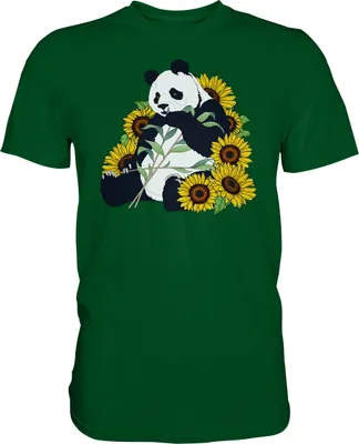 Produktbild von Panda Sonnenblumen T-Shirt Garten Motiv Gärtner Geschenk – Bottle Green / XXL