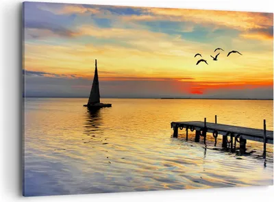 Produktbild von Bild auf Leinwand - Leinwandbild - Strand landschaft wasser brücke - 100x70cm - Wand Bild - Wanddeko - Leinwanddruck - Bilder - Kunstdruck - Leinwand bilder - Wandkunst - AA100x70-2535