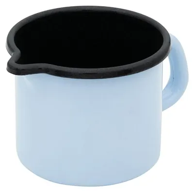 Emaille Milchtopf 0,5 L hellblau mit Ausguss 9 cm