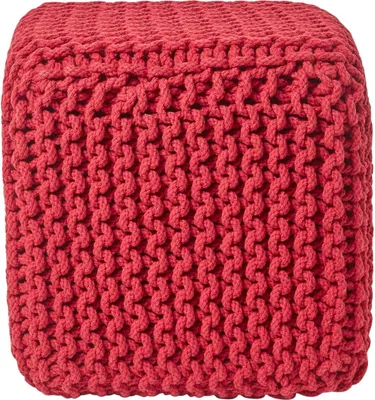 Produktbild von HOMESCAPES Gestrickter Sitzwürfel 100% Baumwolle, rot