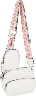 Produktbild von styleBREAKER Damen Umhängetaschen Set 2-Teilig, gemusterter Schultergurt und ovale Börse, Rechteckige Crossbody Bag Einfarbig 02012405