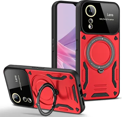 Produktbild von Rüstung Handyhülle für OPPO A78 5G/ A58 5G Dual-Layer Ringhalter Ständer Hülle Rot