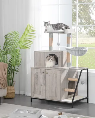 Image de Arbre à chat - Gris - 80 cm de hauteur - En métal - Pour chats