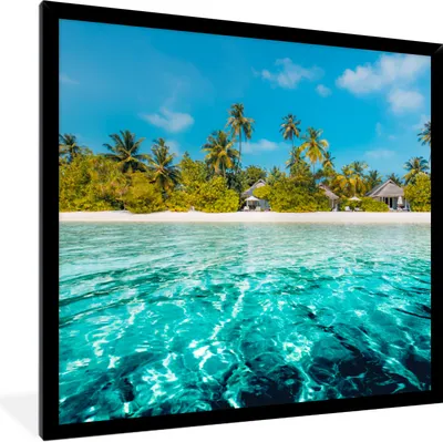 Produktbild von MuchoWow® Gerahmtes Poster Strand - Palmen - Meer 40x40 cm - Poster mit Schwarzem Bilderrahmen Wandposter Rahmen Foto Bilder - Mit Rahmen - Wanddekoration Schlafzimmer