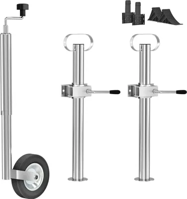Zdjęcie produktu dla JOIEYOU Koło kopiujące do przyczep automatyczne, koło kopiujące 150 kg z zestawem montażowym, do przyczep samochodowych, średnica rury Ø 48 mm, z uchwytem zaciskowym koła