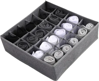 Produktbild von Schubladen- und Kleiderorganizer-System – faltbar und waschbar, für Kleiderschrank, Schlafzimmer oder Kommode, 14-teilig, Grau