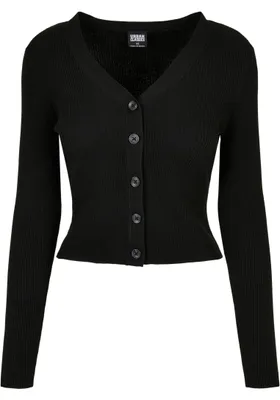 Produktbild von Urban Classics Ladies - Short Rib Knit Cardigan schwarz - S