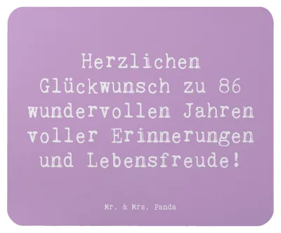 Produktbild von Mr. & Mrs. Panda Mauspad Spruch 86. Geburtstag - Lavendeltraum - Geschenk, Alter, Glückwünsche, pc mousepad, Mouse Pad, Happy Birthday, unvergesslicher Tag, Erfüllung