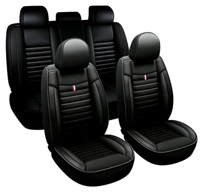 Produktbild von 5-teiliges Set Autositzbezüge für Dacia Duster Logan Sandero Stepway, kompatibel mit Airbags, wasserfestes Nappaleder für Vorder- und Rücksitze (Schwarz)