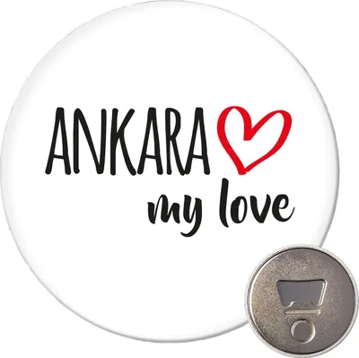 Produktbild von Huuraa Magnet Ankara my love 59mm Kühlschrankmagnet rund Flaschenöffner Geschenkidee