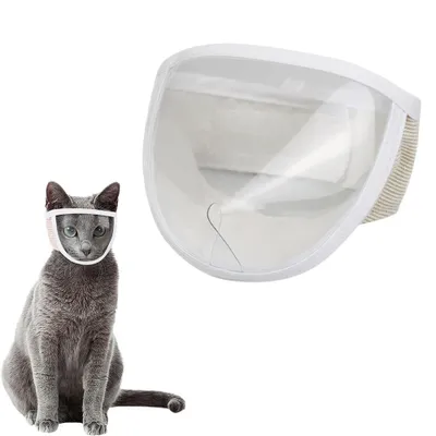Productafbeelding van Mondkorf voor katten - Verstelbaar - Transparante mondkorf voor katten - Geschikt voor baden, dierenartsbezoeken, verzorging en reizen - Lichtgewicht en comfortabel