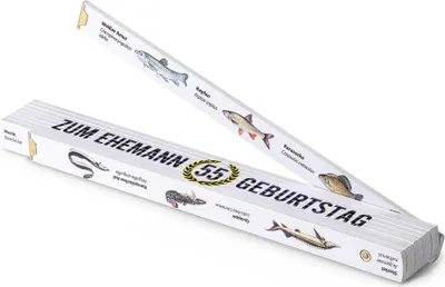 Produktbild von Geschenk für den Ehemann-Angler: bedruckter 2 m Zollstock Petri Heil, 30 Fischfotos dabei