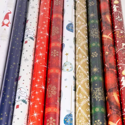Produktbild von 10er Set Geschenkpapier 70x200cm Bunt Advent Weihnachten Weihnachtspapier Sterne Schneeflocke Xmas