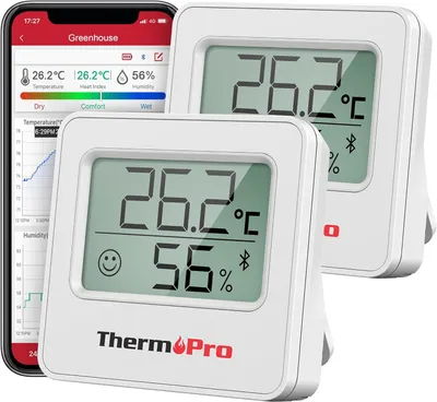 Obrázok produktu pre ThermoPro TP357 80 m Bluetooth vlhkomer pre interiér, sada 2 ks, digitálny izbový teplomer (12,38)