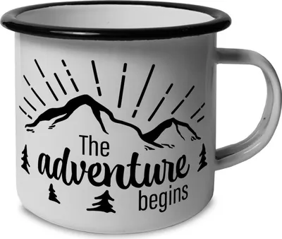 Produktbild von The adventure begins Emailletasse mit Berglandschaft