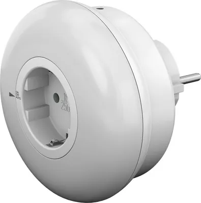 Image de Goobay 64566 LED veilleuse pour la prise de courant, blanc-transparent - avec 3 modes de fonctionnement (on, off, auto), capteur crépusculaire et prise de courant avec contact de protection