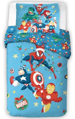 Imagen del producto de Ropa de cama para niños, tema Vengadores, diseño "Aventura Navideña"