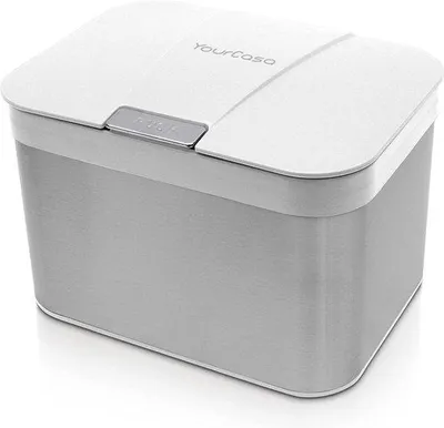 Image de Poubelle Unyqoos® pour déchets organiques, 4,3 litres – Conteneur de compostage pour cuisine en acier inoxydable, avec insert lavable au lave-vaisselle et couvercle étanche aux odeurs, blanc