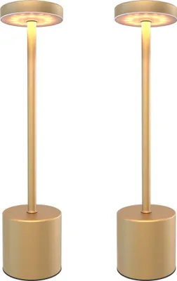 Produktbild von Ledvion 2x Wiederaufladbare LED Tischleuchte Messinggold dimmbar