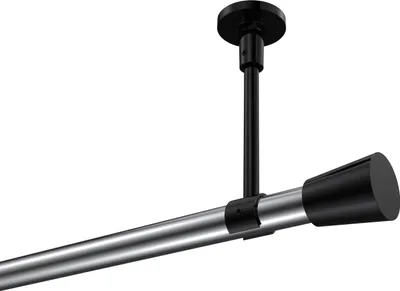 Produktbild von Interdeco Gardinenstange / Vorhangstange Chrom / Schwarz, Typ Sonette Sitra (Konus) ohne Ringe, Deckenmontage, 20 mm Ø 1-läufig, 260 cm