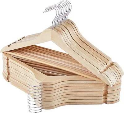 Produktbild von Holzkleiderbügel 20 Stück, schlank, leicht, 360 Grad drehbar, natur