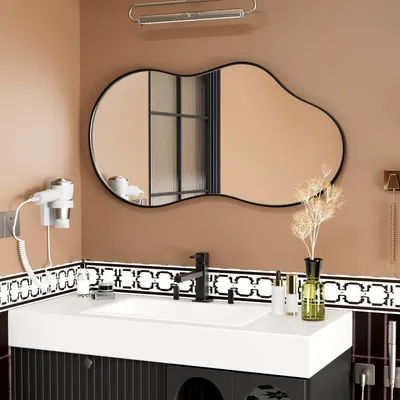 Image de Solidchoice - Miroir mural asymétrique unique avec cadre en forme de nuage, 50x90 cm