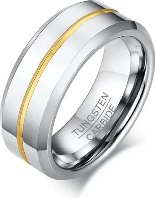 Produktbild von Ehering Wolfram: Ring mit goldener Linie 57 (18.1 mm Ø)