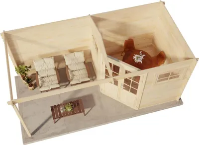 Produktbild von Alpholz 5-Eck Gartenhaus mit Anbau Franz aus Massiv-holz, Gerätehaus mit 28 mm Wandstärke, Garten Holzhaus mit Imprägnierung (pinie), Geräteschuppen Größe: 500 x 250 cm