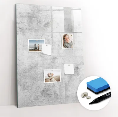 Produktbild von Magnetpinnwand Memoboard - Zubehörsatz - Schwarzer Marker + Schwamm + Magnete - 70 x 100 cm - Betonmauer